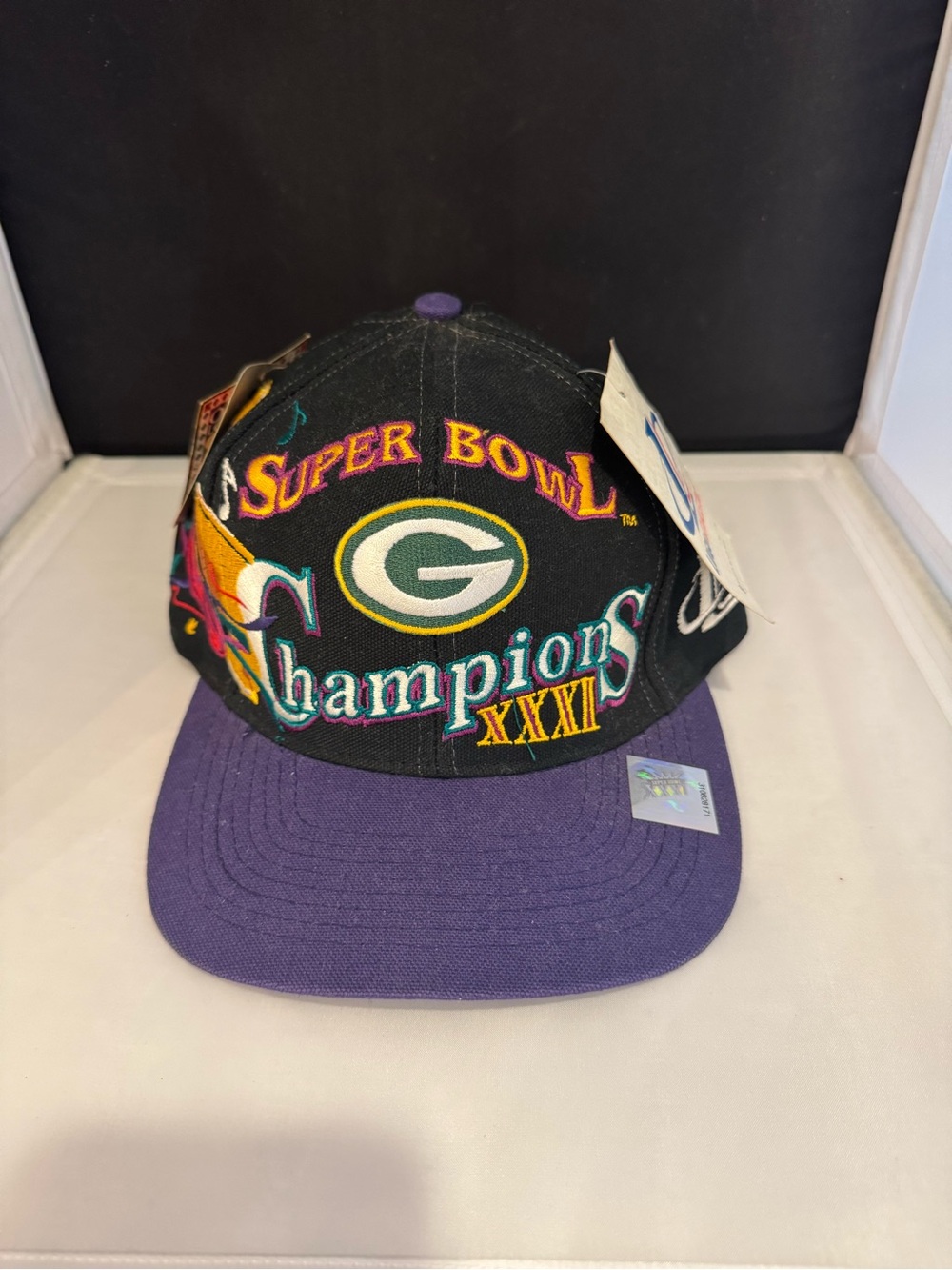 1997 Green Bay Packers Super Bowl XXXI Champions Black and Purple Snapback Hat
